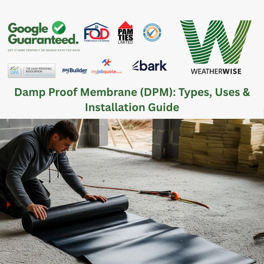 A damp proof membrane, or DPM, is a moisture-resistant barrier that stops water from moving from a damp source into floors, walls, or finishes