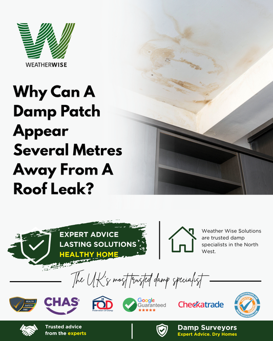 damp-patch-away-from-roof-leak-northwich-weather-wise-solutions-limited